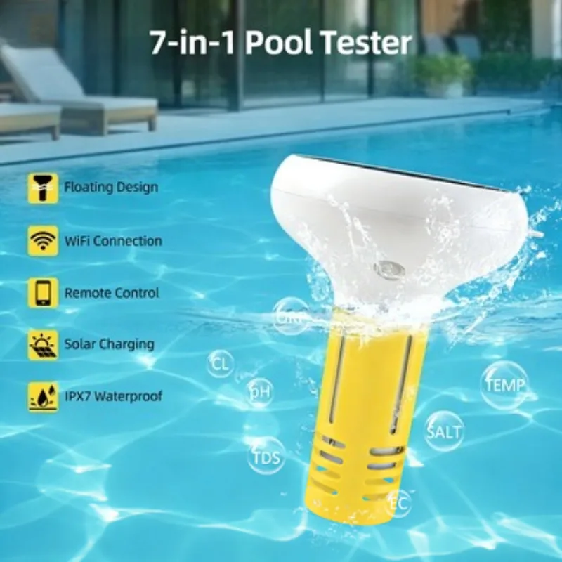 Testeur intelligent solaire Tuya ZigBee sept-en-un pour pH, ORP, solides dissous totaux, salinité, température et chlore (CL)
