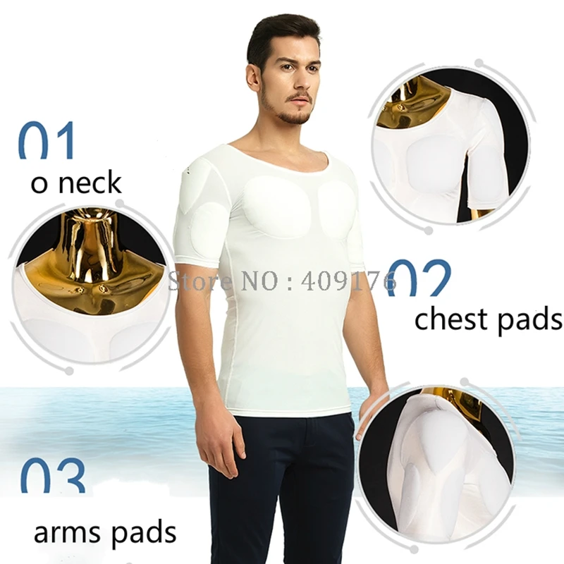 Cos Muscle Undershirt Body Building Pecs Strong Chest Tops Padded Shaper Soft Enhancers Underwear