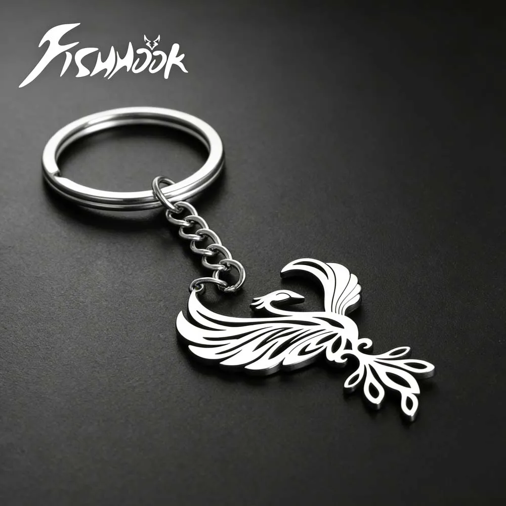 Phoenix Keychain for Woman Men Gift God Bird Supernatural Reborn Amulet Talisman Key Ring Bag Charm Stainless Steel Jewelry