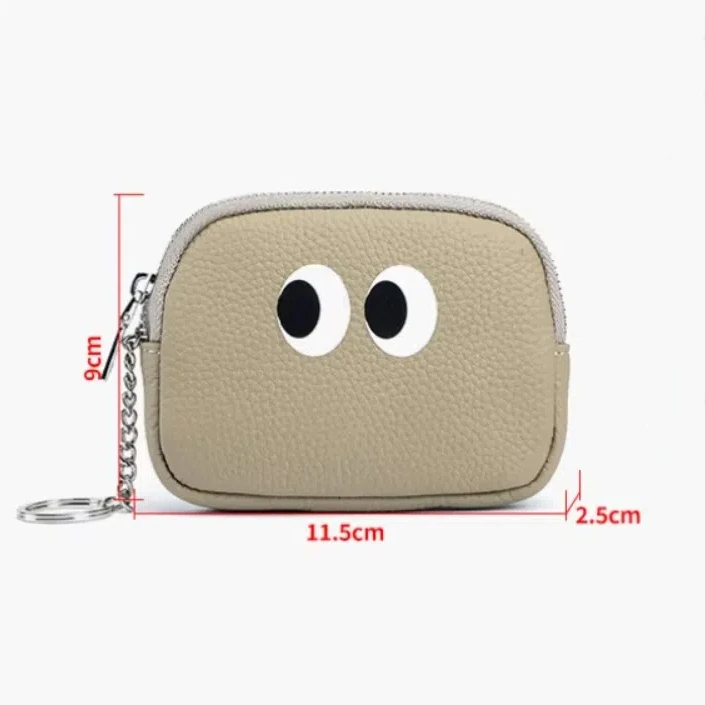 Portable Genuine Leather Wallet Bag Zipper Cute Cartoon Hand Coin Purse Multicolor Lipstick Earphone Pouch