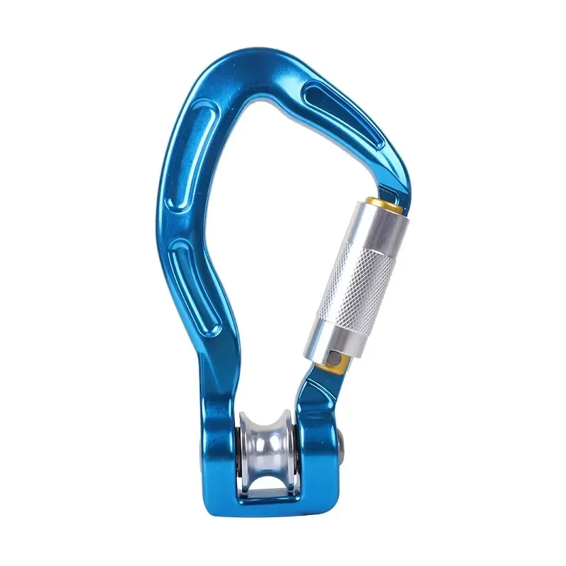 Outdoor Mountaineering Aviation Aluminum Alloy Rescue Safety Buckle Safety Hook With Bearing Pulley Accessories