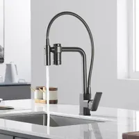 Black Filtered Water Kitchen Faucet Pull-Down Sprayer Brass Purification Tap with 360° Swivel Mixer for Clean Water