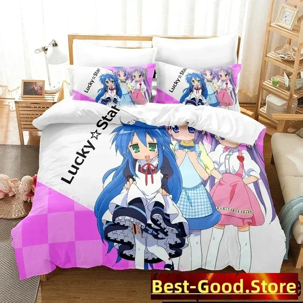 

Anime Konata Izumi Lucky Star Bedding Set Printed Bed Set With Pillowcase Bed Duvet Cover Soft Queen King Size Bedclothes Home