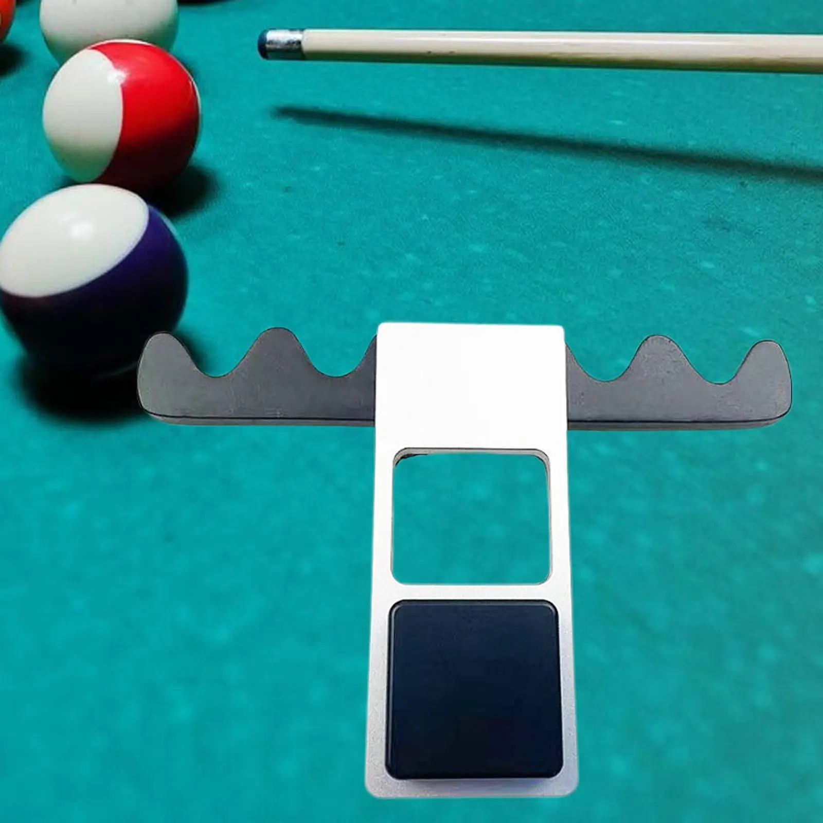

Pool Cue Holder Aluminum Table Rack Four Cues Non Slip Billiard Rest Stand for Home and Club Game Room