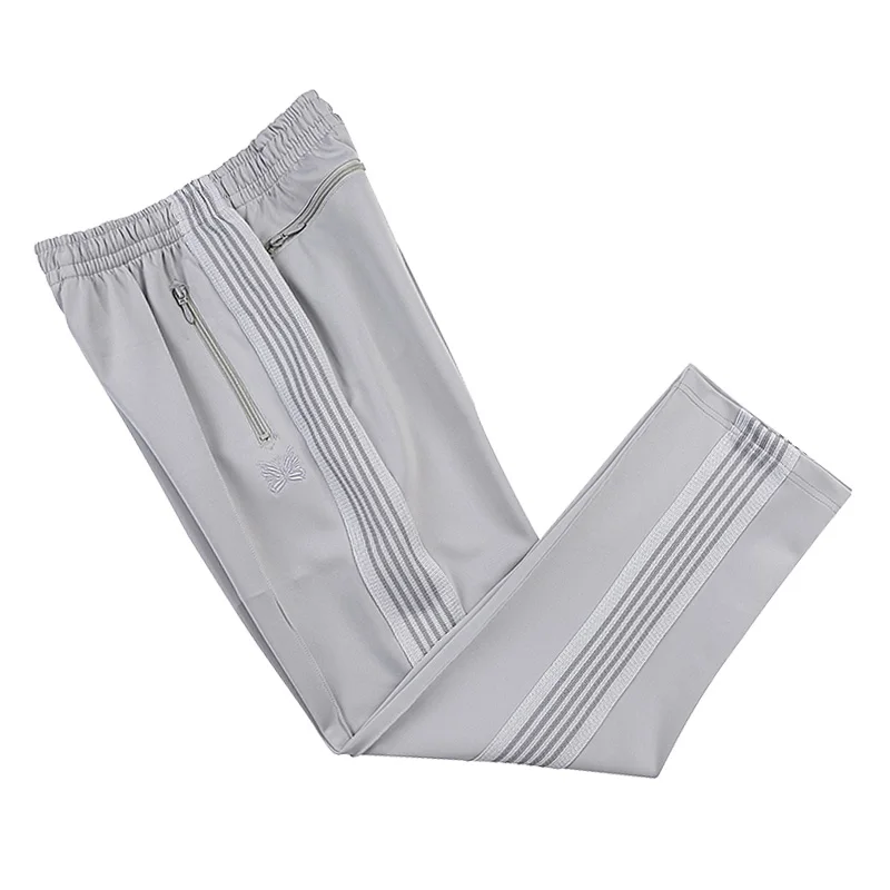 Light Gray New Straight Cylinder Pants Men Woman Side Edge Stripe Pattern Embroidery Loose Trend Joggers Sweatpants