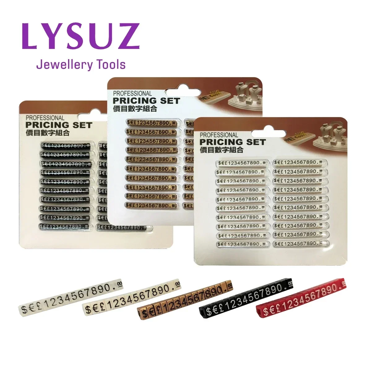 Jewelry Number Price Tag Set Store Display Plastic Dollar Euro Pound Retail Shop Clothes Phone Laptop Showcase Counter 3x5mm