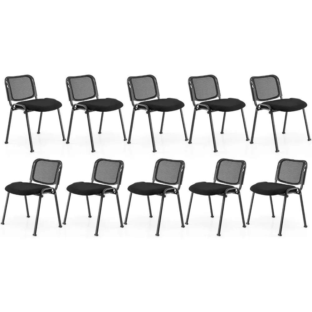 One set of 10 office guest chairs, stackable waiting room chairs, padded seats, metal frame, 330 LBS capacity