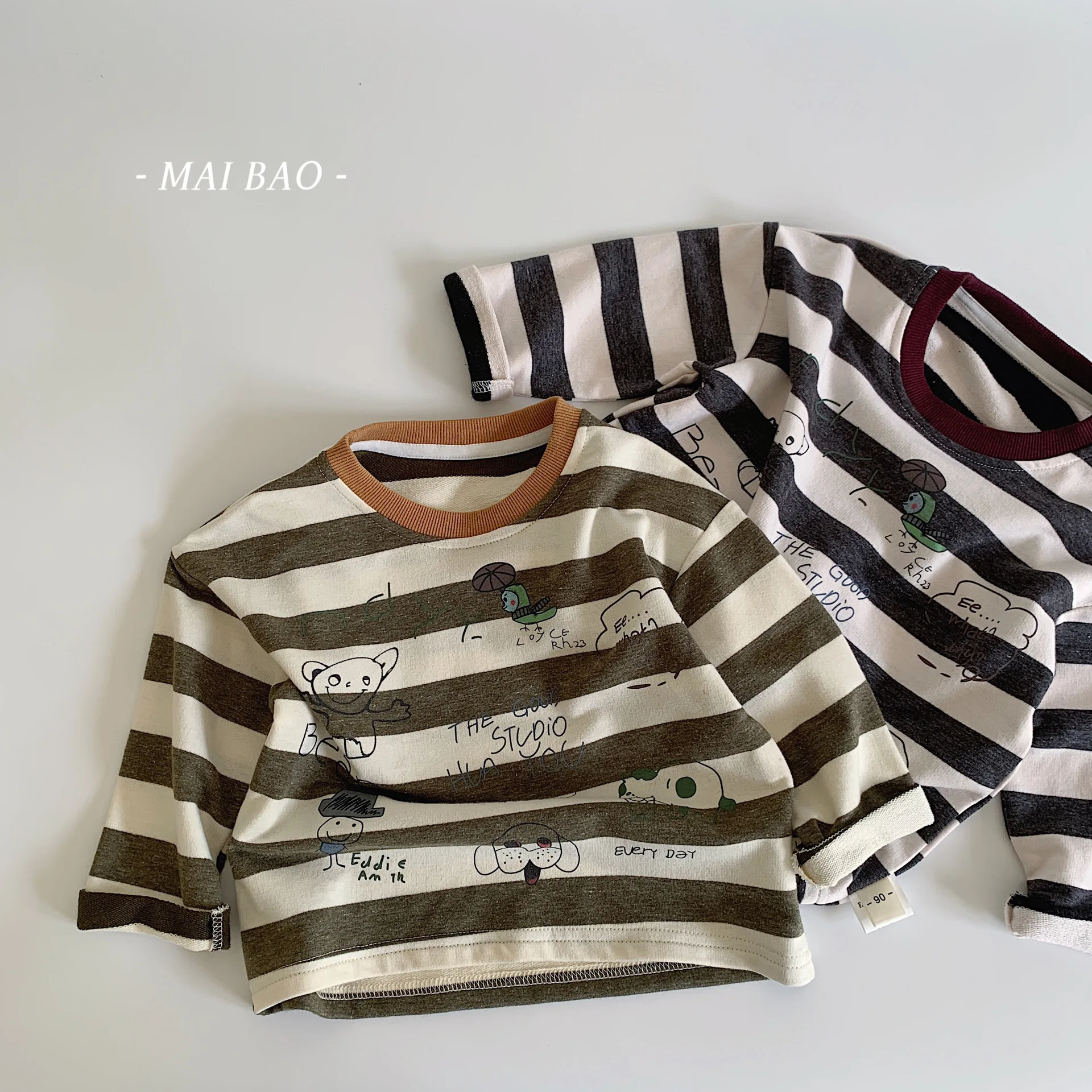 

Boys Clothes T-shirt 2024 Autumn New Fashionable Striped T Shirt Boys Top Korean Style Long Sleeve Casual Simple Kids Top