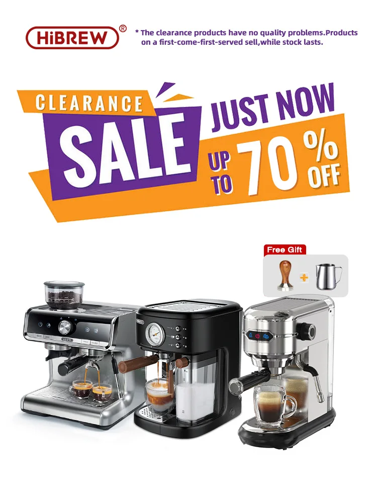 HiBREW Ausverkauf Espresso Cappuccino Latte 20 Bar 3-in-1-Kaffeemaschine Automatischer Heißmilchschaum ESE-Pod&gemahlener Kaffee