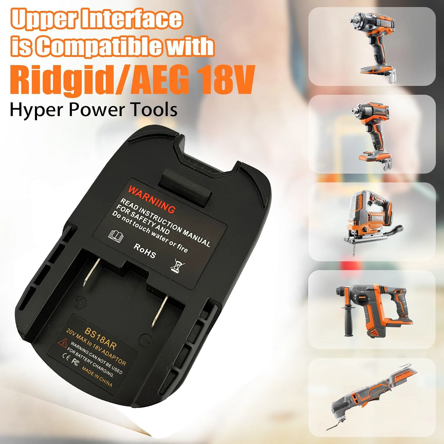 แปลงอะแดปเตอร์แบตเตอรี่สําหรับ Bosch 18V Li-Ion แบตเตอรี่แปลงสําหรับ RIDGID สําหรับ AEG 18V Li-Ion แบตเตอรี่เครื่องมือเจาะ BS18AR