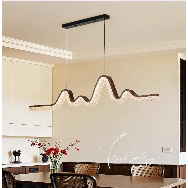 

Restaurant designer's mid ancient style full spectrum dining table, dining room lamp, high-end long strip pendant light