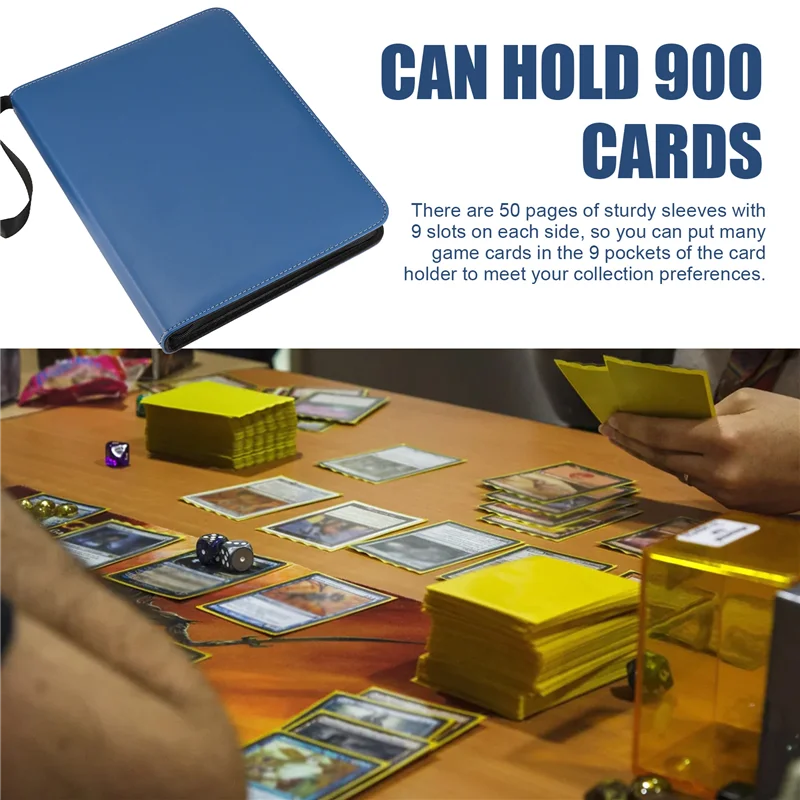Top-Trading Card Binder 9 Pocket, Card Binder With Zipper, Card Case For Game/Football/Baseball Card