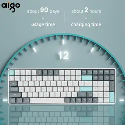 Aigo GD101 Mechanical Keyboard 100 Keys USB Type-C Wired and 2.4 Wireless Red Switch Gaming Office Keboards for PC Laptop