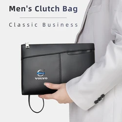 Car Logo Clutch Bag Leather Men Phone Money Credit Card Organizer For Volvo AWD C30 C70 S60 S80 S90 T6 V40 V50 V60 V70 V90 XC40