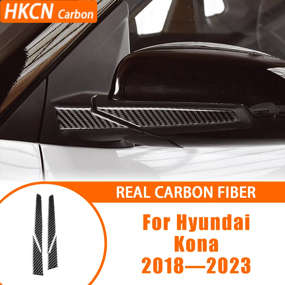 

Car Accessories Carbon Fiber Exterior Review Mirror Decoretive Strip Cover Trim Sticker Modification For Hyundai Kona 2018—2023