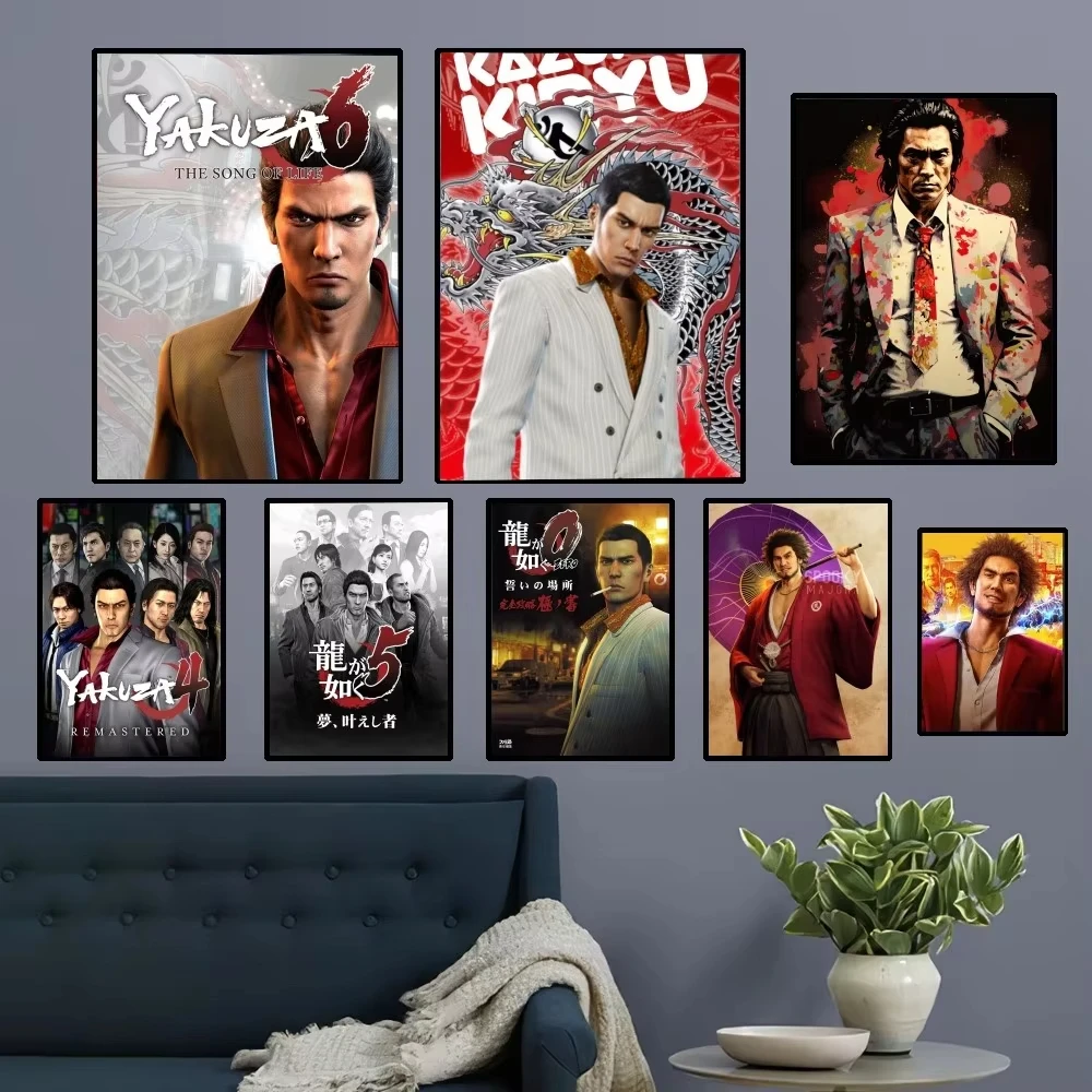 Póster de juego Yakuza Like A Dragon, impresiones de reglas Kraft para Club, póster Vintage para habitación, cafetería, Bar, decoración artística de pared, pintura estética