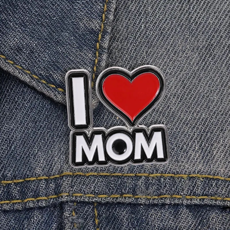 ILOVE ️MOM letter-shaped badges, Mother's Day collection alloy pins, accessory for clothing and bags, gifts for friends