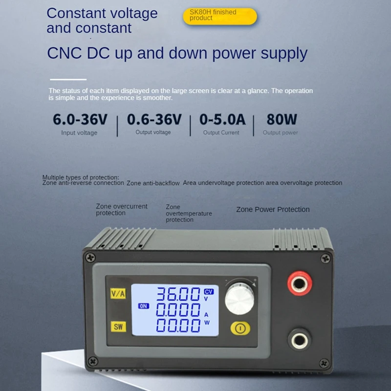 1 Piece DC CNC Buck Boost Converter Input Constant Voltage Solar Charging Module 80W 6-36V