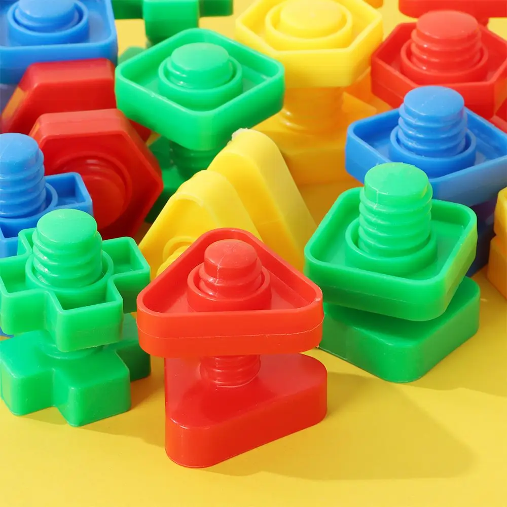 10/ 20 Set Preschoolers Educational Building 10/20 Set Bolts Toys Montessori Screw Nut Shape Building Blocks