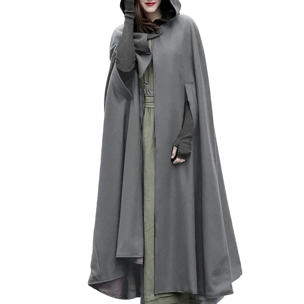 Assassins Cosplay Vintage Medieval Gothic Retro Hooded Cloak Thin Coat Women Vampire Devil Capes Pirate Robes Halloween Carnival