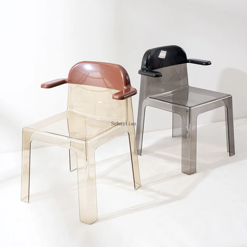 투명 아크릴 식당 의자, 가정용 팔걸이, 창의적이고 재미있는 등받이 의자, 디자이너 레스토랑 의자