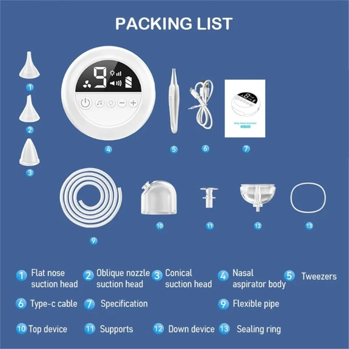 

JAS-Electric Nose Cleaner with Music and Soft Glow Powerful Electric Nasal Aspirator Rechargeable Vacuum for Infants