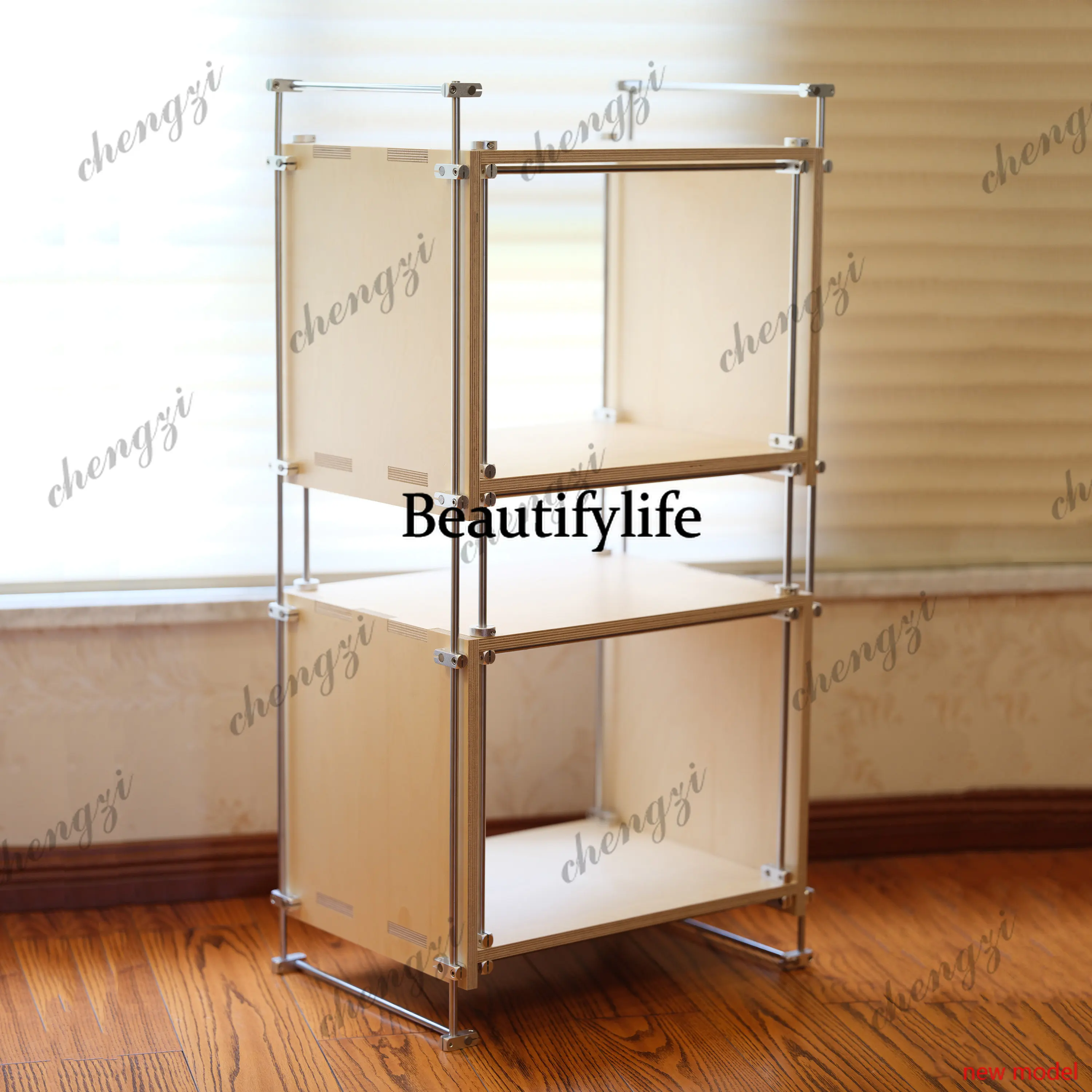 H178  Solid wood bookshelf magazine storage locker living room sofa Bauhaus medieval style