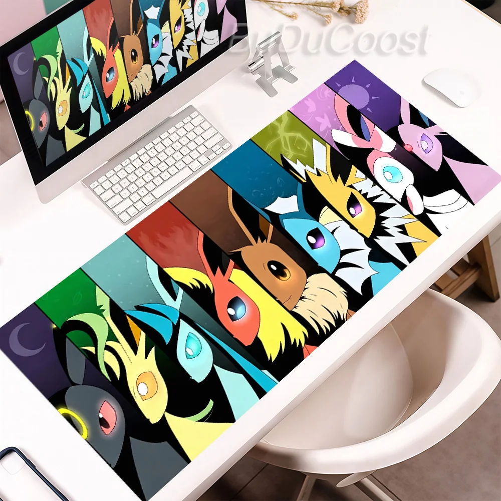 PC Pokemon Eevee Game Card Pad Gaming Carpet Anime Keyboard Pad Mousepad Gamer Mouse Pads Laptop Extended Desk Mat Cabinet Rug