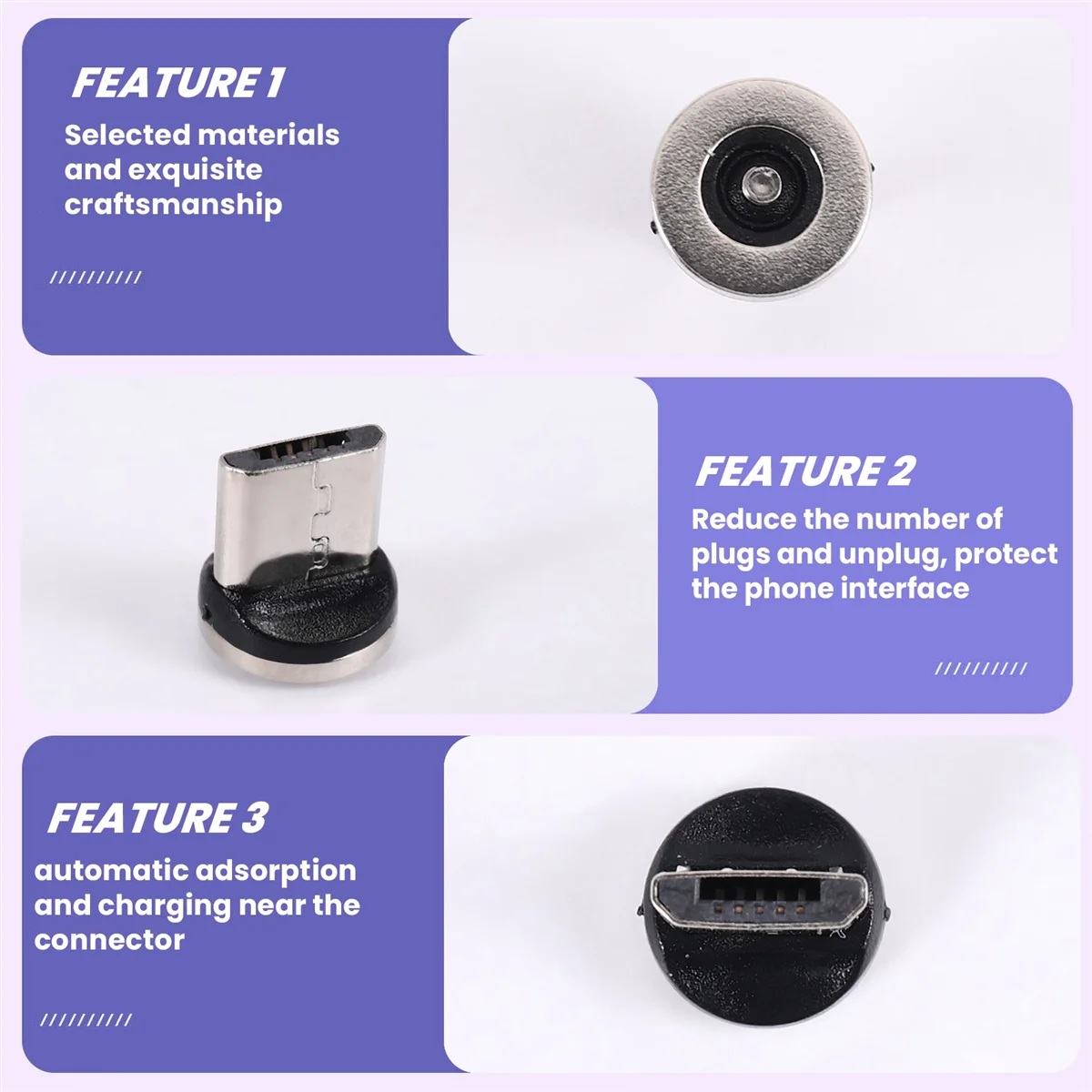 Round Magnetic Cable Plug Phone Android Magnet Charger Plug Micro-USB Fast Charging Adapter image 6