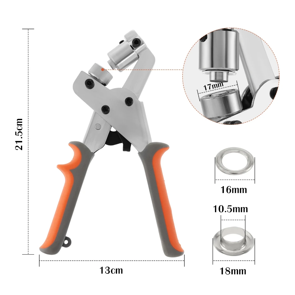 Mini Manual Dotter Eyelet Puncher Hand Press Grommet Puncher Plier Punching Machine Tool with 500Pcs 10mm 10.5mm Size Eyelet