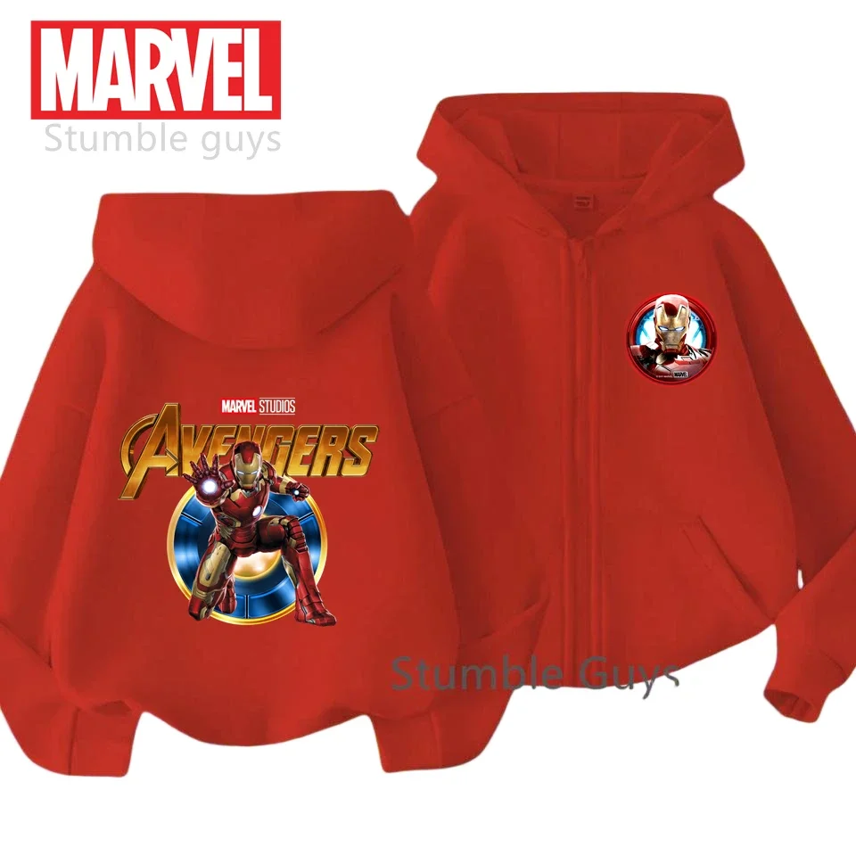 

Весенне-осенние толстовки на молнии с изображением аниме-персонажей Железного человека, детская одежда Marvel Avengers, спортивный костюм супергероя для мальчиков и девочек
