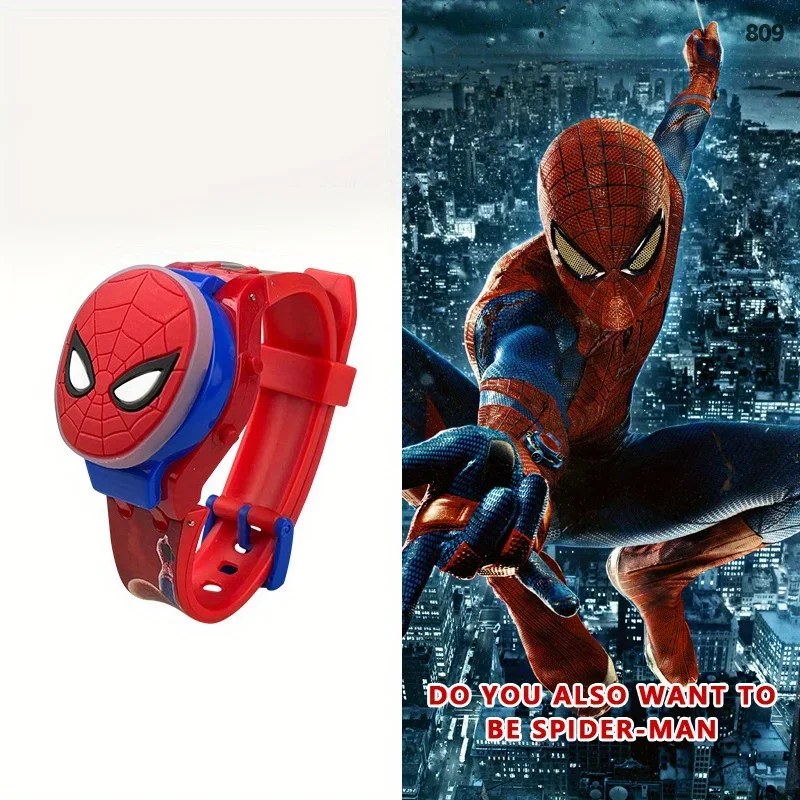 ساعة Miniso MARVEL Spider Man Light Music الرقمية بحزام سيليكون أحمر وأزرق نابض بالحياة، تعمل بالبطارية، والحفلات المثالية والهدايا