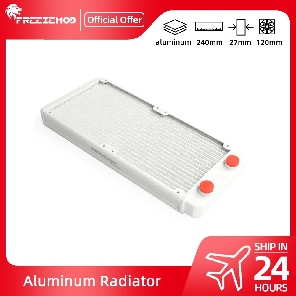 FREEZEMOD-radiador de 240mm, disipador térmico de aluminio blanco, rosca de refrigeración por agua G1/4, Enfriador de líquido, 17 aletas de cresta de onda, ROHS SR-LPZJ240