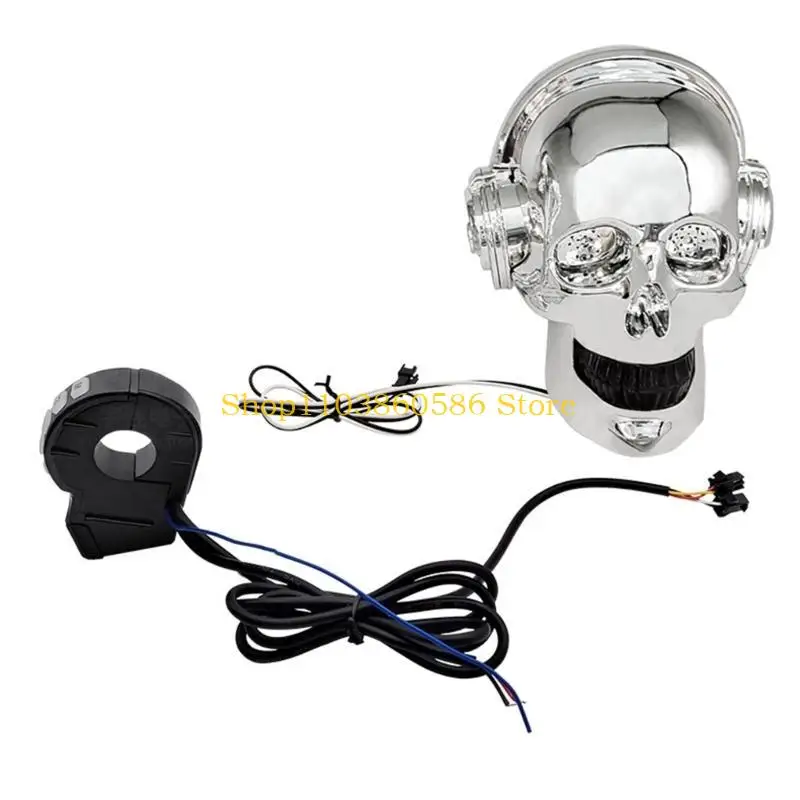 242A Motorcycle Skull Speaker Subwoofer MP3 Player Motorbike Stereo System Support TF/FM Radio Phone Call Amplifier Speaker