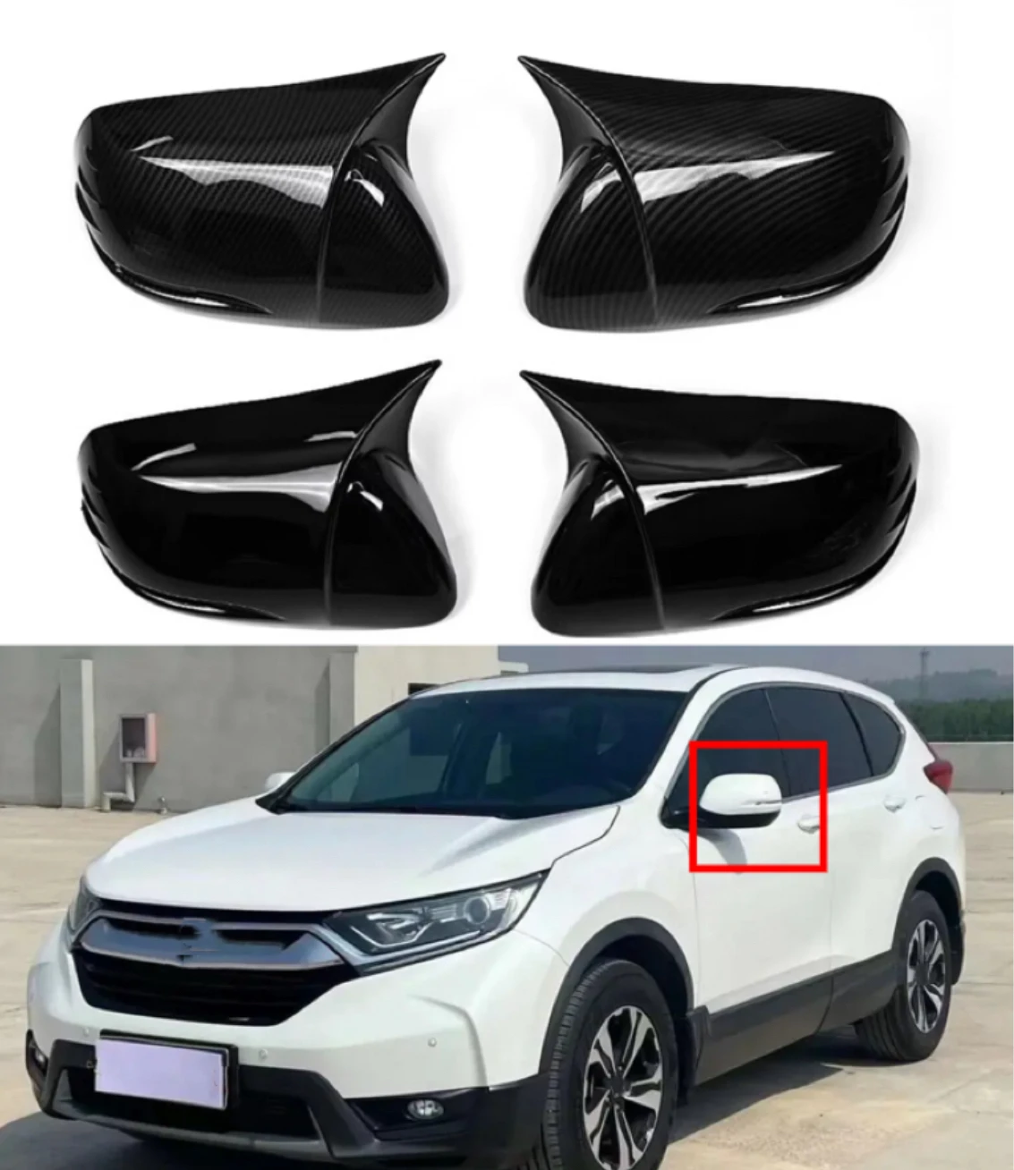 

Car Rearview Side Mirror Cover Fit For Honda CRV CR-V 2017 2018 2019 2020 Wing Cap Exterior Door Sticker Case Trim Carbon Fiber