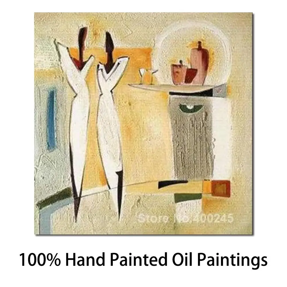 

Hand Painted Canvas Wall Artwork Abstract Paintings Party of Deux Landscape Figure Art Reproduction High Quality