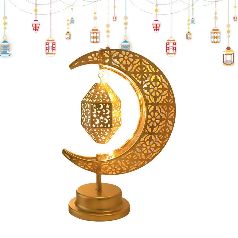 

Eid Decoration Light Rotatable Desktop Moon Shaped Lamp Battery Powered Crescent Eid Light For Home Living Room Entryway Balcony