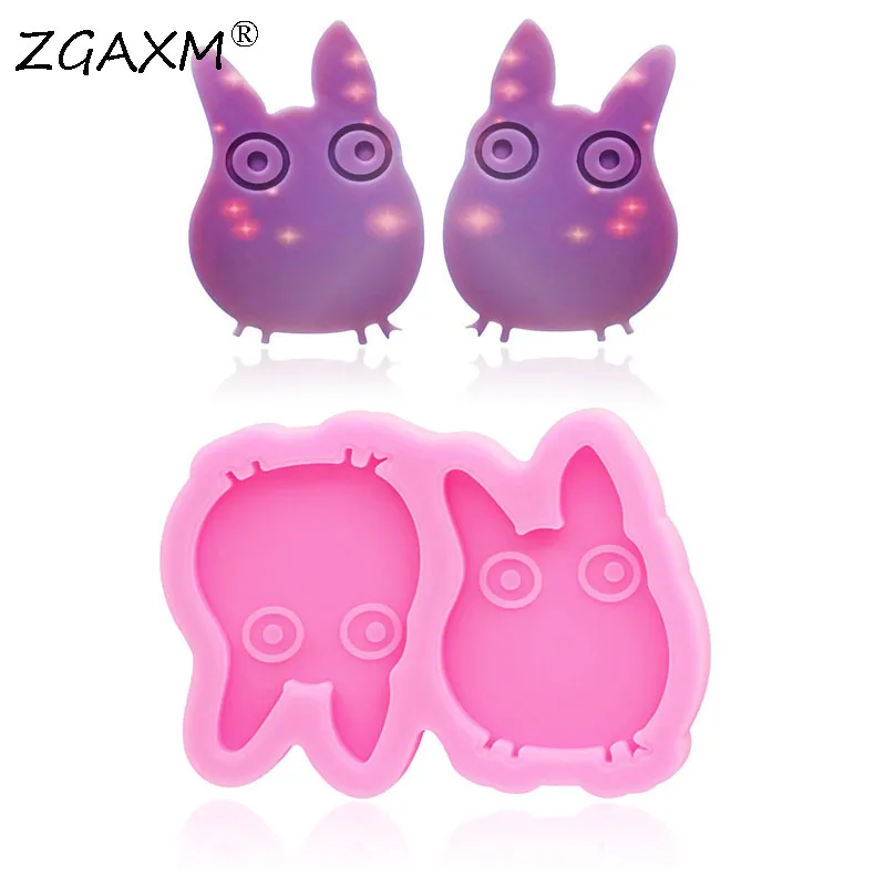 LM 106-DIY Shiny Totoro Silicone Mold Cartoon cake Fondant Chocolate Silicone Mold earrings kawaii Polymer Clay Epoxy Mold