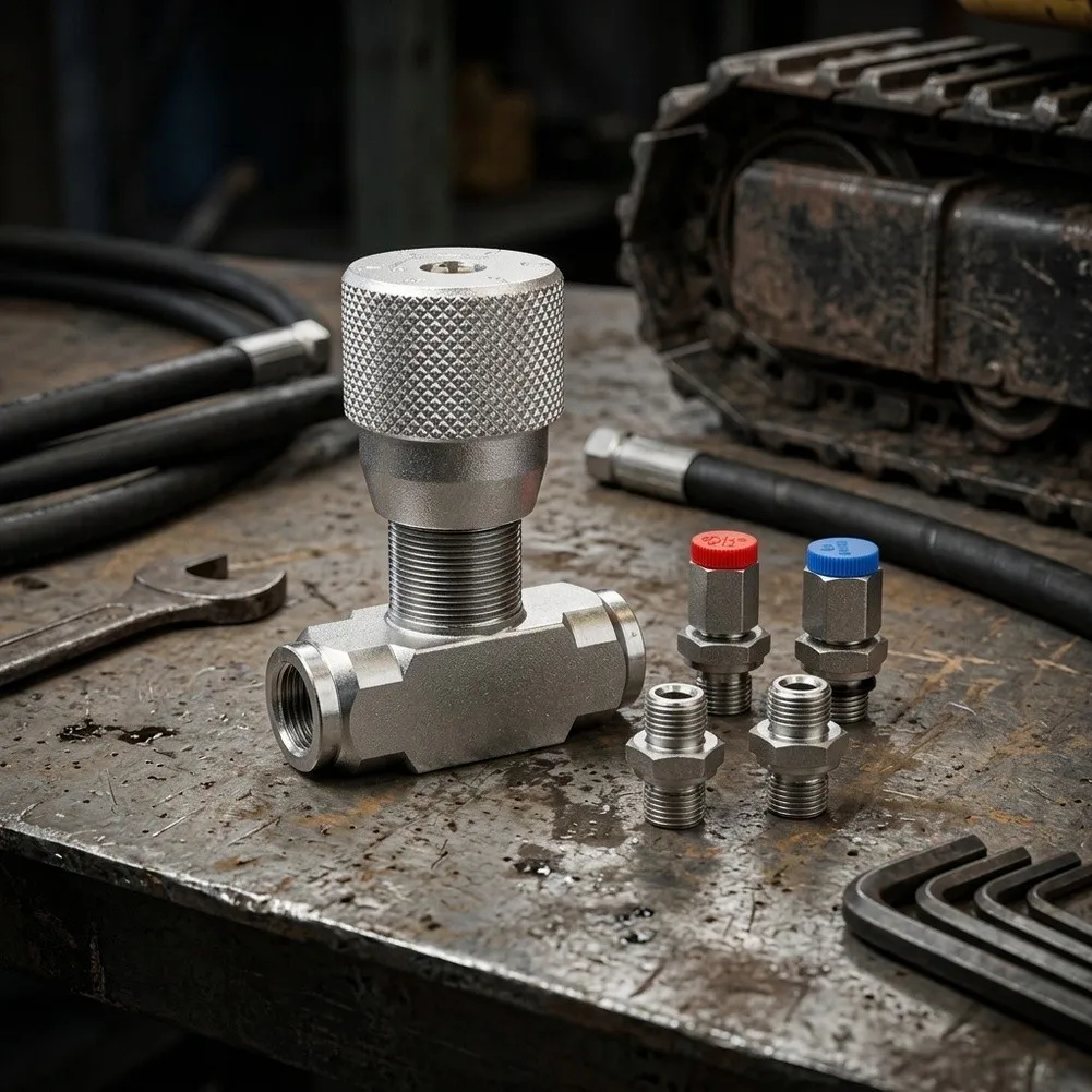 Precision Hydraulic Throttle Valve G1/4 Port For 0.8t To 2t Excavators Flow Regulator Replacement Part With 06L 08L Adapters