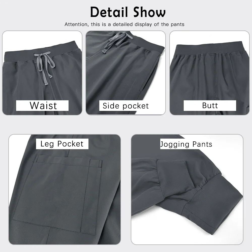 Hot Sale Multiple Pockets Workwear Medical Uniform Women Men Scrubs Set 2 Piece Nursing Surgical Uniform V-neck Top+Jogger Pants