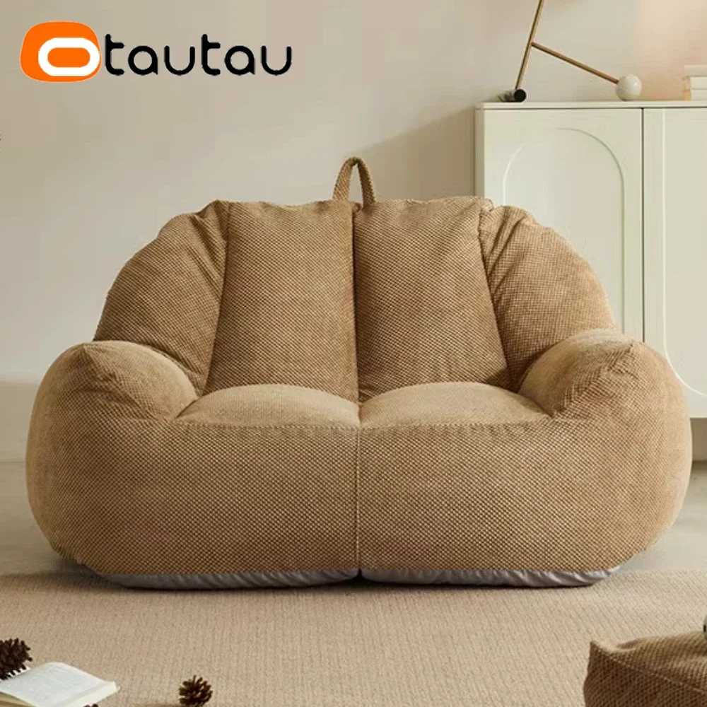 OTAUTAU Funda para bolsa de frijol tipo gofre de algodón de 2 asientos SF394 【¡Sin relleno en el interior! ¡Tes necesitas comprar relleno por usted mismo!】