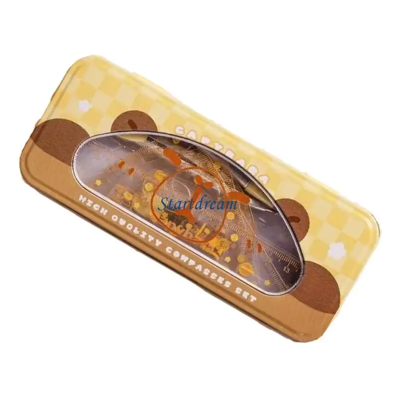 7 Pcs Cartoon Animal Ruler Set Geometry Set Math Measurement Tools for School K92C