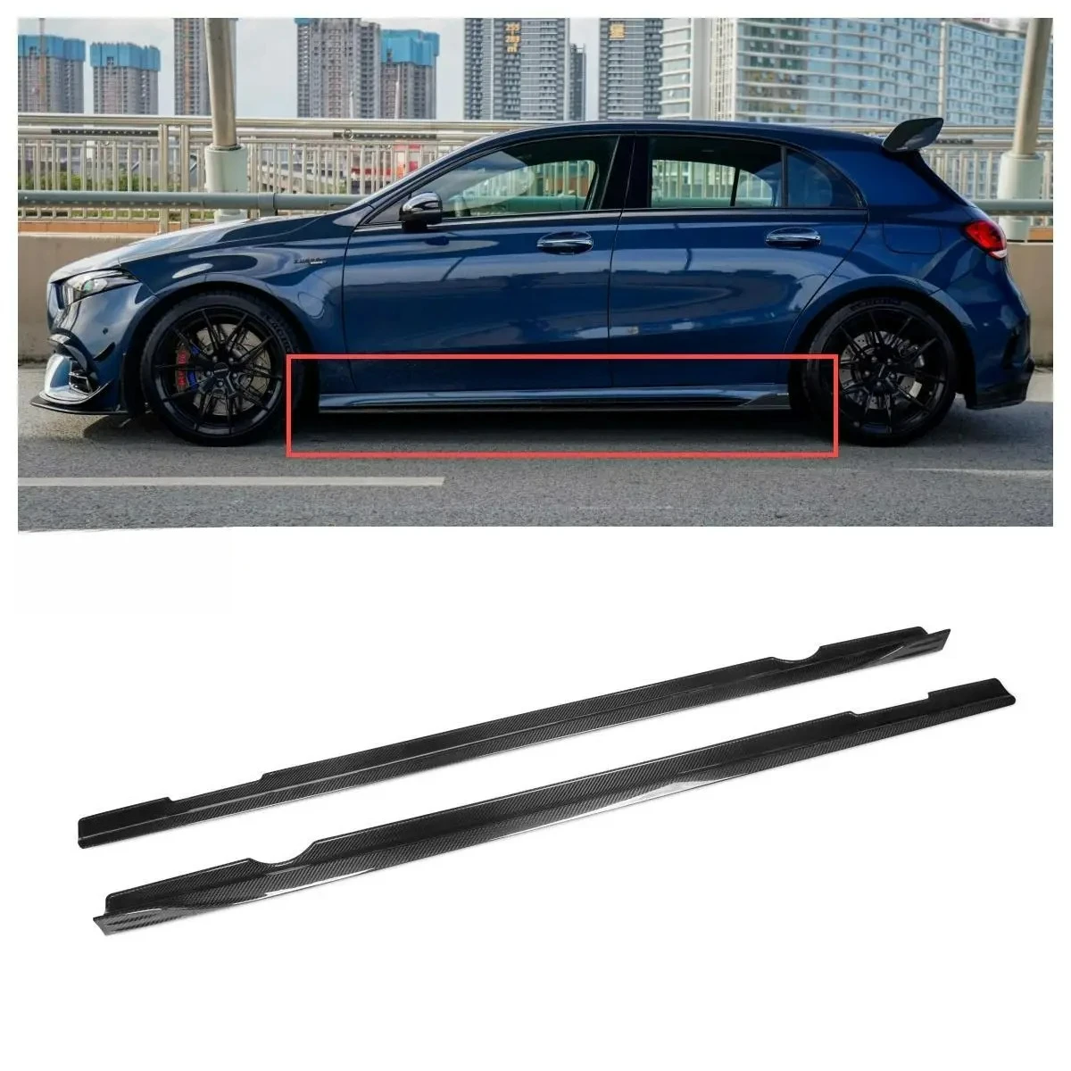 

W177 A35 A45 Compatible Best - Selling Dry Carbon Fiber Extended Side Skirts