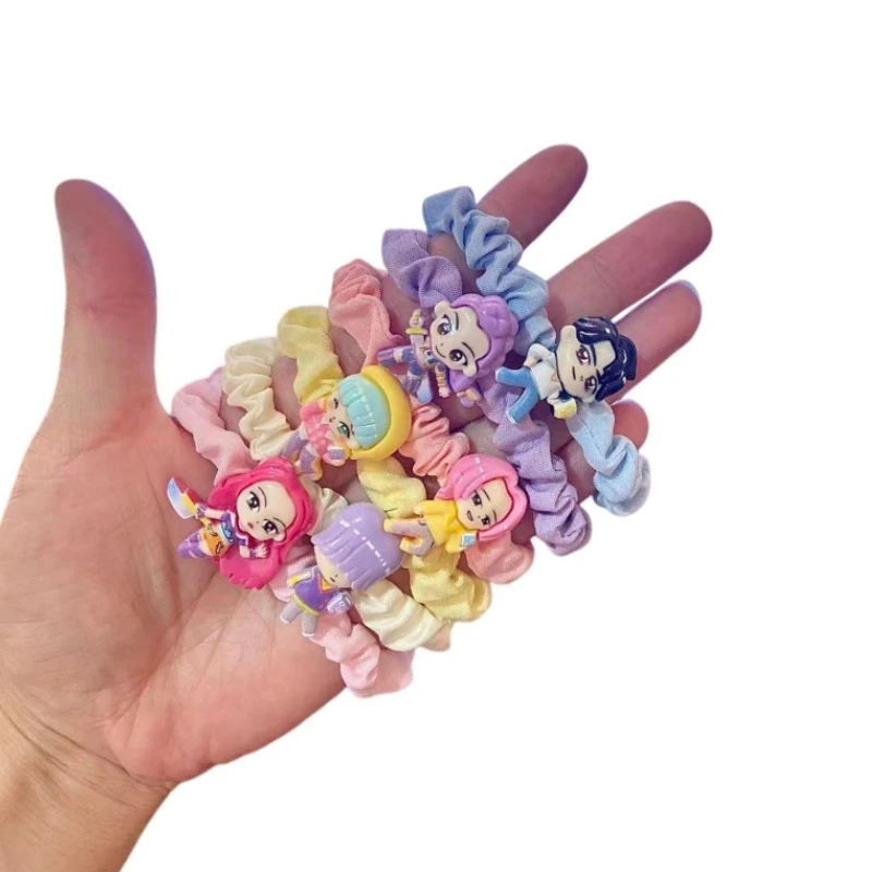 6 Pièces Mignonnes Élastiques à Cheveux Anime Kpop Demon Hunter Kawaii Dessin Animé Chouchous Accessoires pour Filles et Enfants