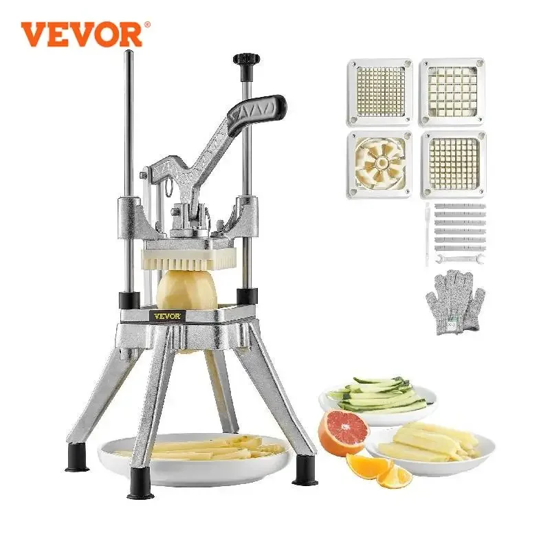 Stainless Steel Commercial Vegetable Chopper with 4 Replacement Blades for Restaurant Home Kitchen Food Preparation Chopping