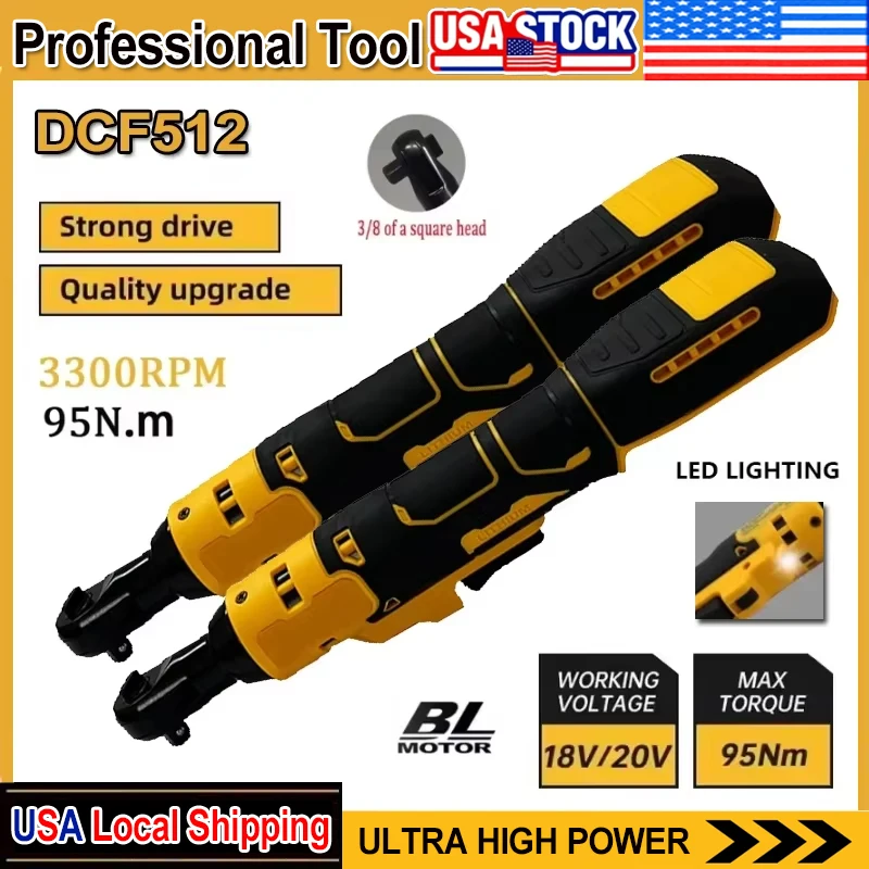

Fit Dewalt DCF512 1/2 Inch Brushless Ratchet Right Angle Wrench LED Cordless Driver Variable Speed Power Wrench 18V Power Tools