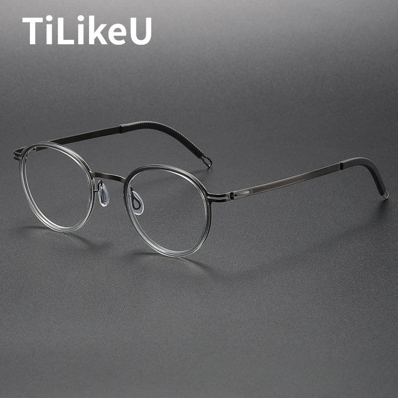 

2024 New Brand Pure Titanium Glasses Ultralight Luxury German Screwless Designer Round Frame Myopia Eye Glasses Frames Men Women