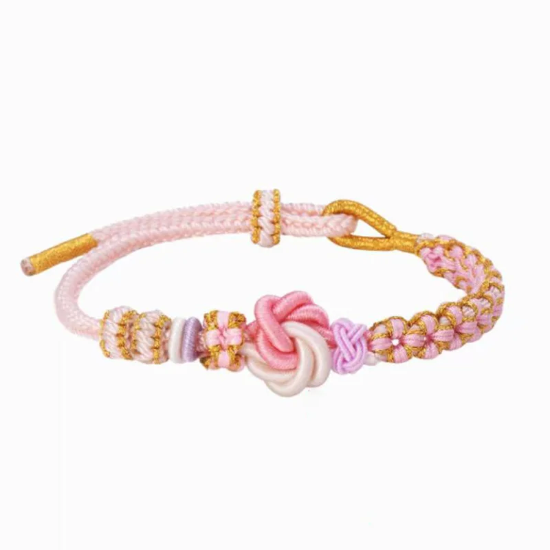 Mandala Knot Peach Blossom Carrying Strap Female Male Hand Weaving Bracelet Children Can Wear Gold Lucky Beads Gift for Friends