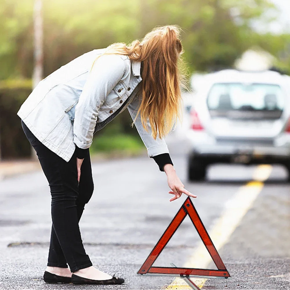 Triangle Reflective Warning Sign Foldable Red Car Hazard Breakdown Warning Stand Emergency  Portable Parking Rack Reflector