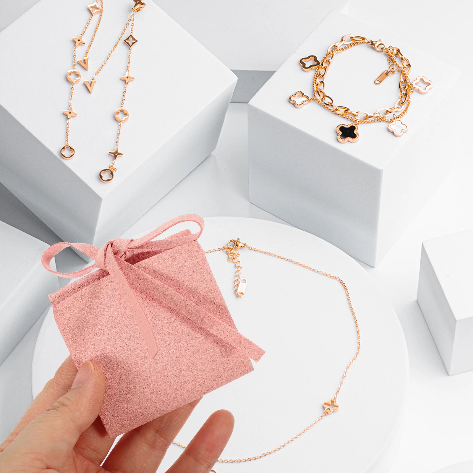 

10Pcs Soft Velvet Jewelry Pouch Necklace Packaging Bag Reusable Gift Storage Container